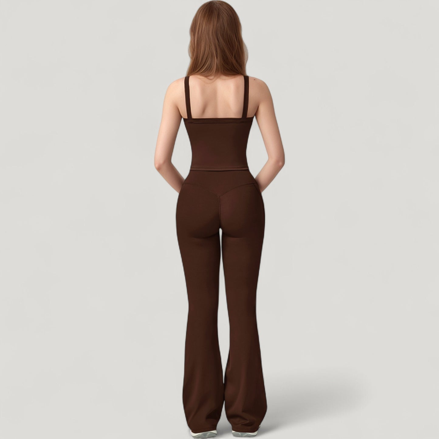 Anna-Kaci Active Women's Crossover Waist Flare Lounge Pants in Soft Woven Fabric with Relaxed Fit and Streamlined Silhouette