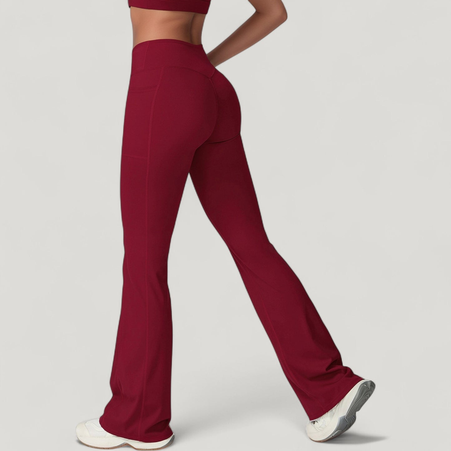 Anna-Kaci Active Women's Crossover Waist Flare Lounge Pants in Soft Woven Fabric with Relaxed Fit and Streamlined Silhouette
