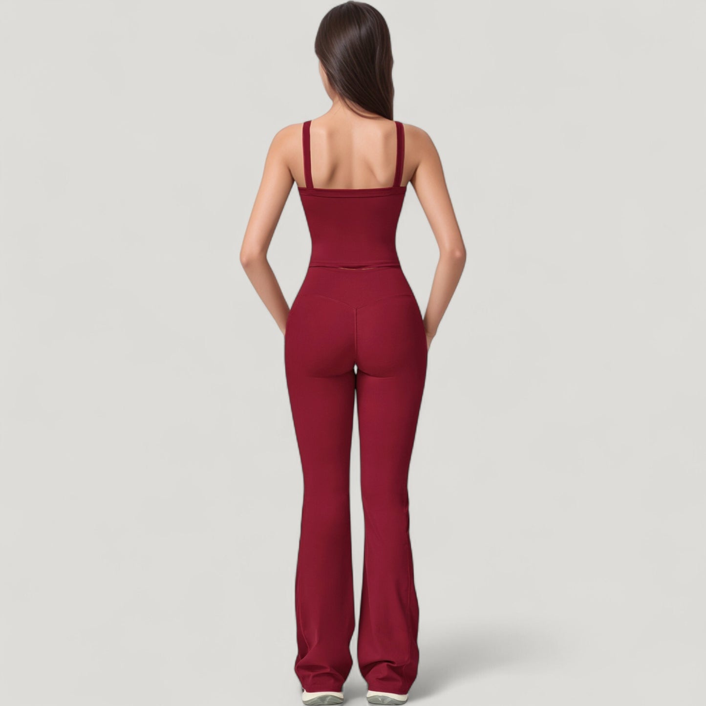 Anna-Kaci Active Women's Crossover Waist Flare Lounge Pants in Soft Woven Fabric with Relaxed Fit and Streamlined Silhouette