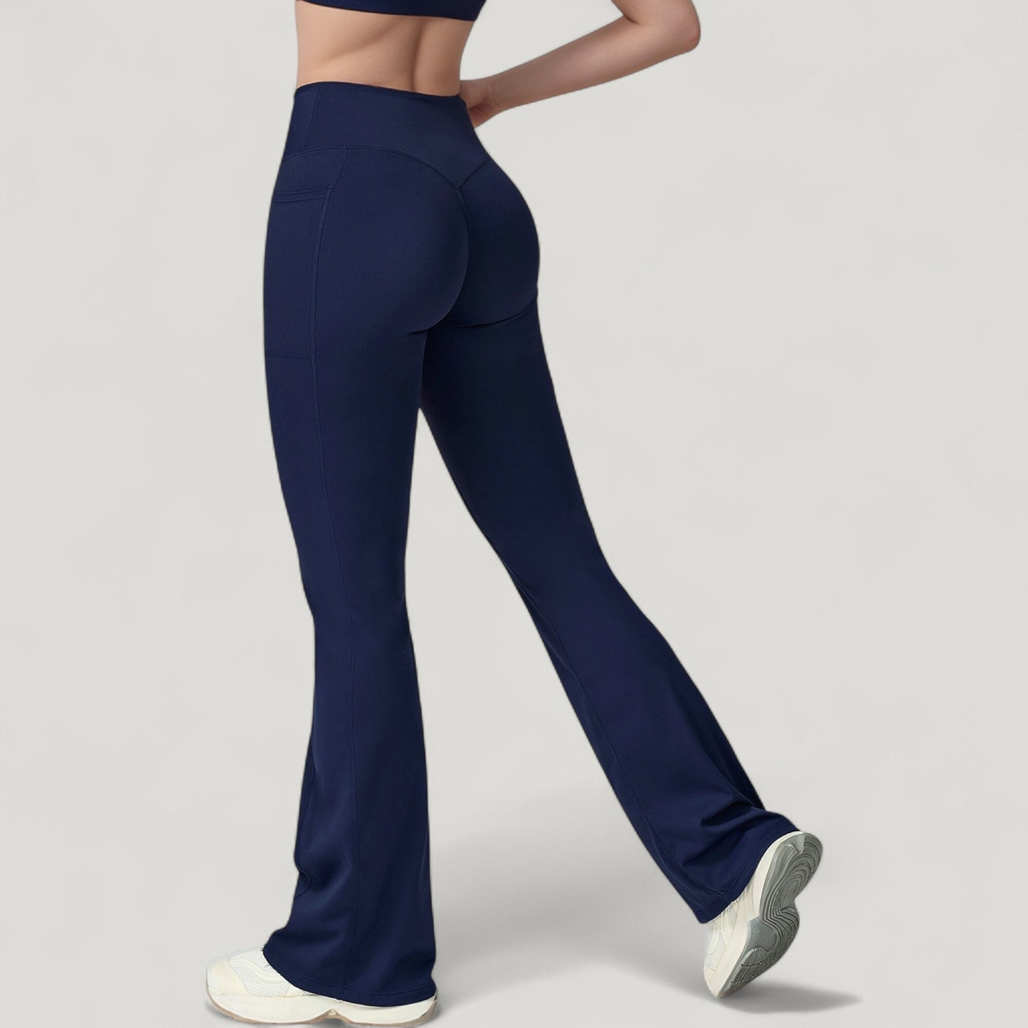 Anna-Kaci Active Women's Crossover Waist Flare Lounge Pants in Soft Woven Fabric with Relaxed Fit and Streamlined Silhouette