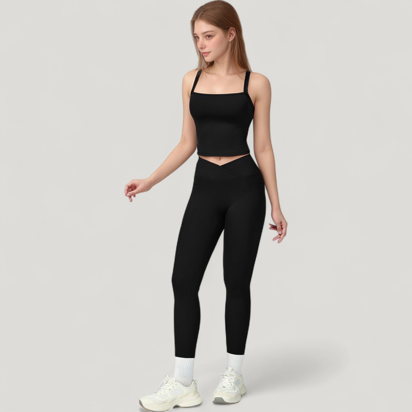 Anna-Kaci Active Women's High Waist Crossover Lounge Leggings with Full Length Slim Fit and Flattering Waistband