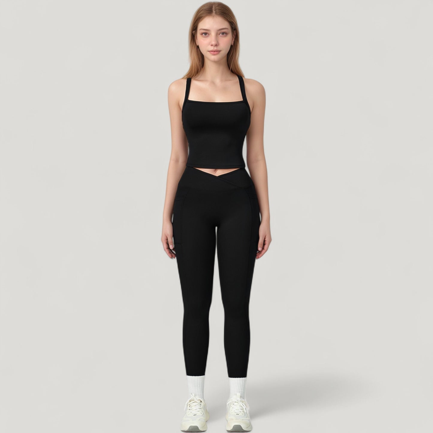 Anna-Kaci Active Women's High Waist Crossover Lounge Leggings with Full Length Slim Fit and Flattering Waistband