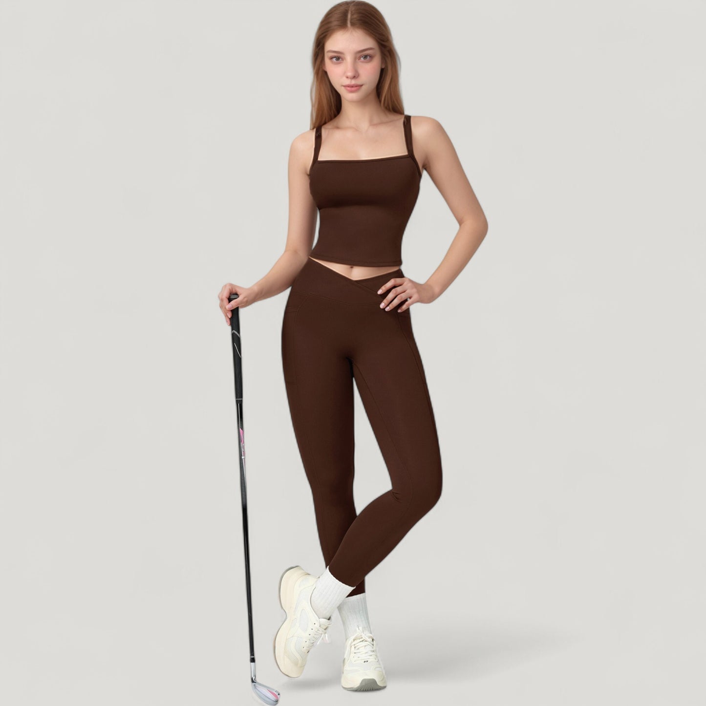 Anna-Kaci Active Women's High Waist Crossover Lounge Leggings with Full Length Slim Fit and Flattering Waistband