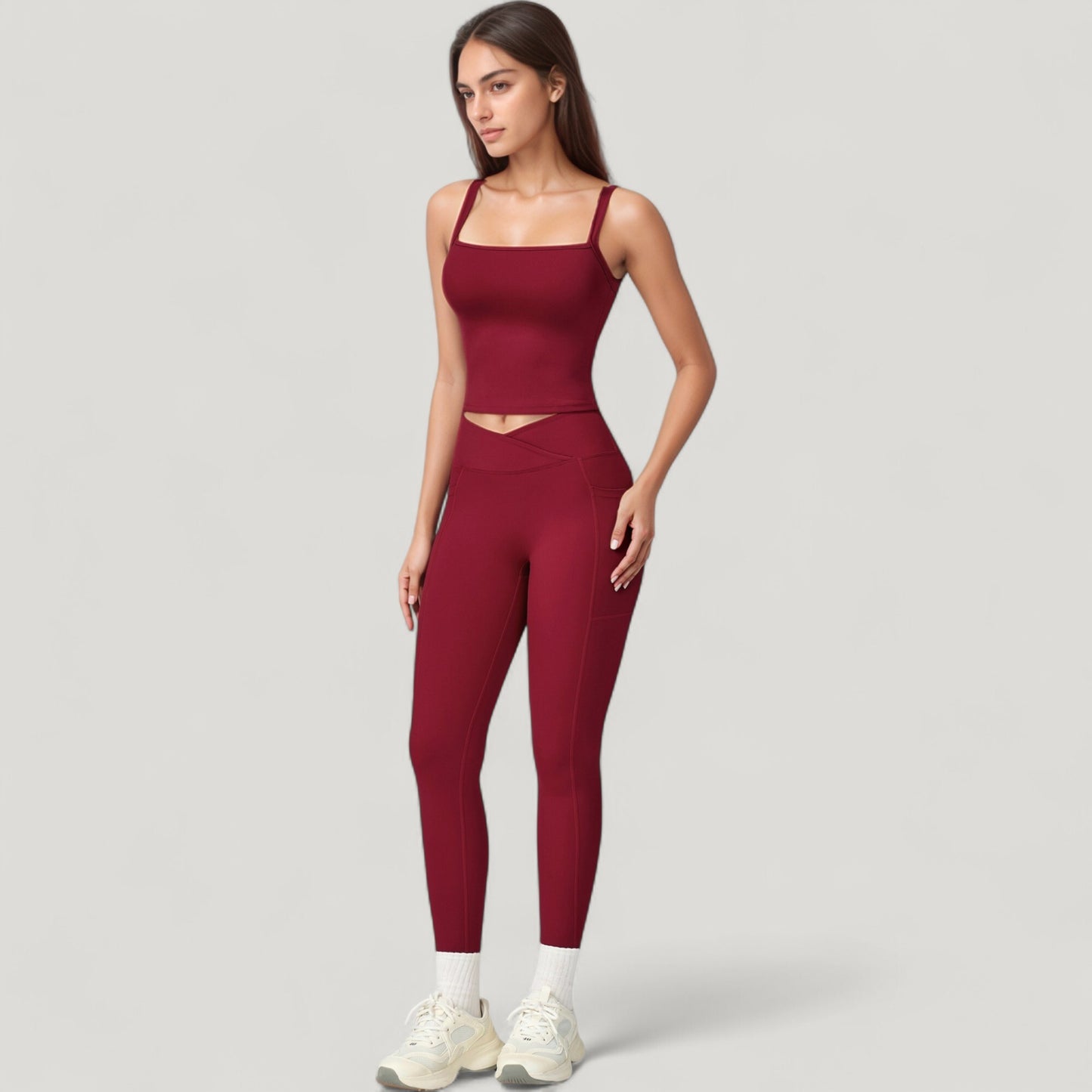 Anna-Kaci Active Women's High Waist Crossover Lounge Leggings with Full Length Slim Fit and Flattering Waistband