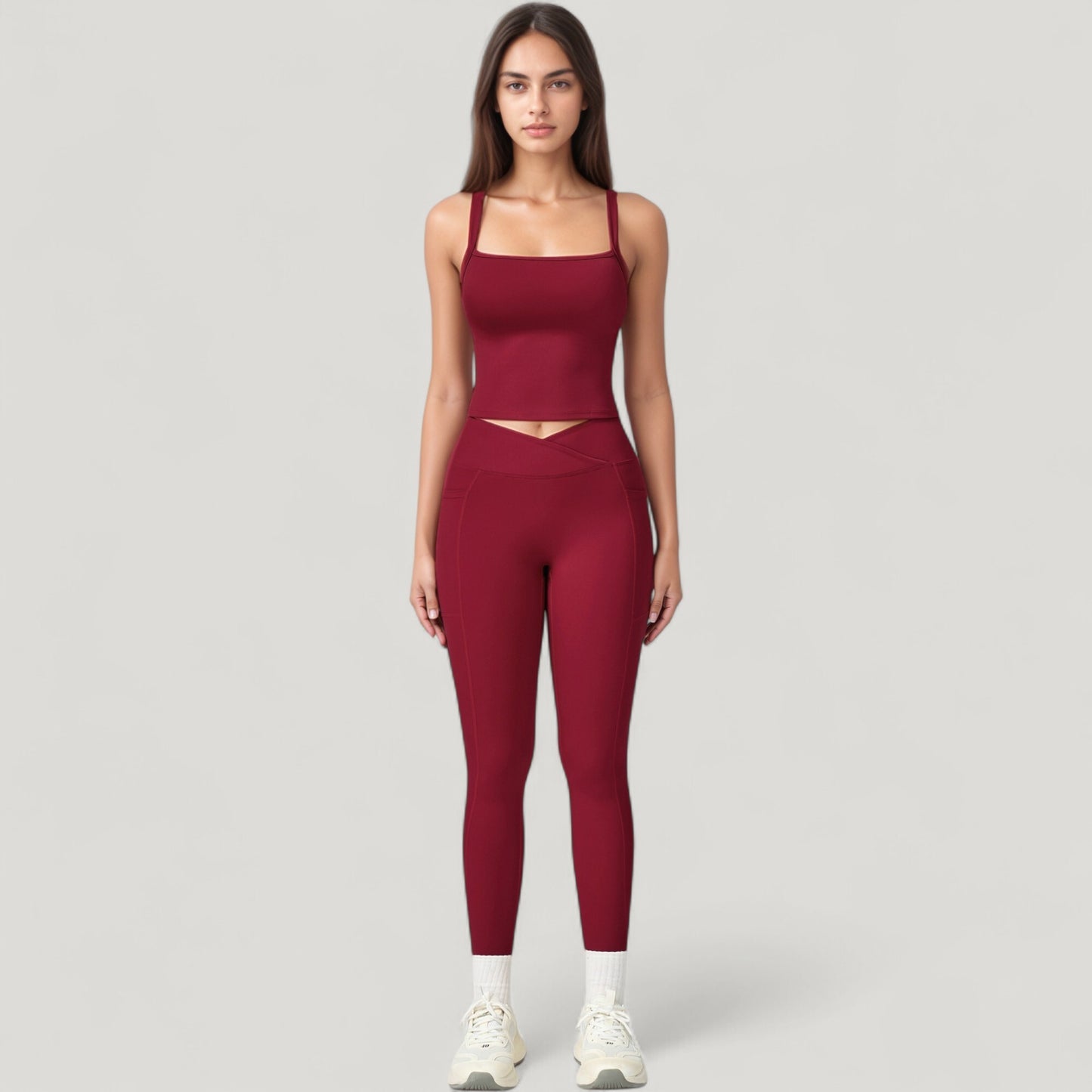 Anna-Kaci Active Women's High Waist Crossover Lounge Leggings with Full Length Slim Fit and Flattering Waistband