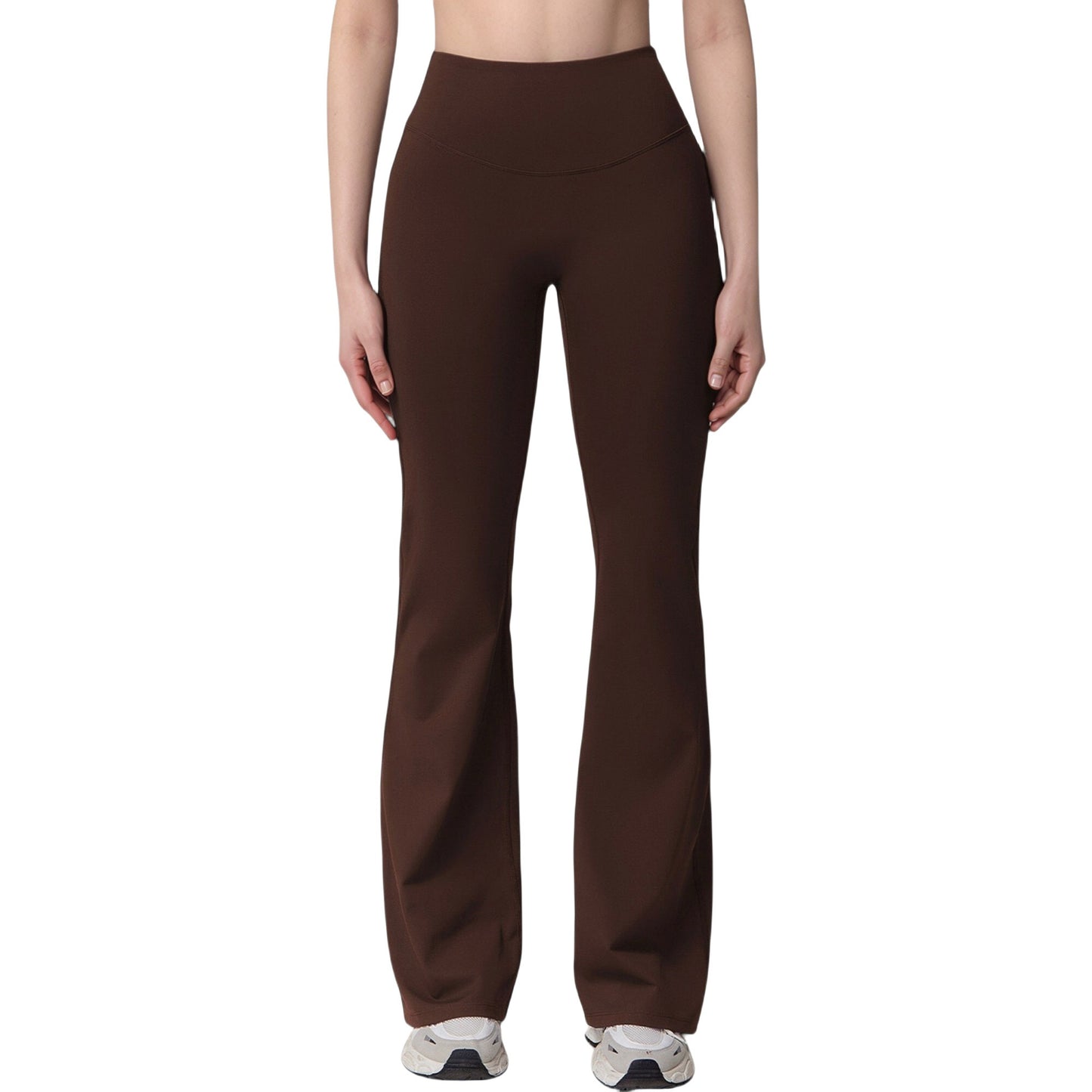 Anna-Kaci Active Women's High Waist Flare Lounge Pants with Smooth Woven Fabric and Fitted Contoured Silhouette