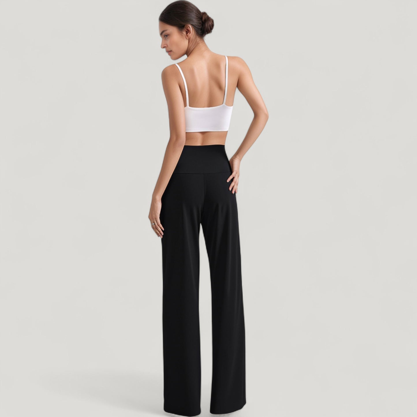 Anna-Kaci Active Women's High Waist Wide Leg Pants with Front Pleat Detail