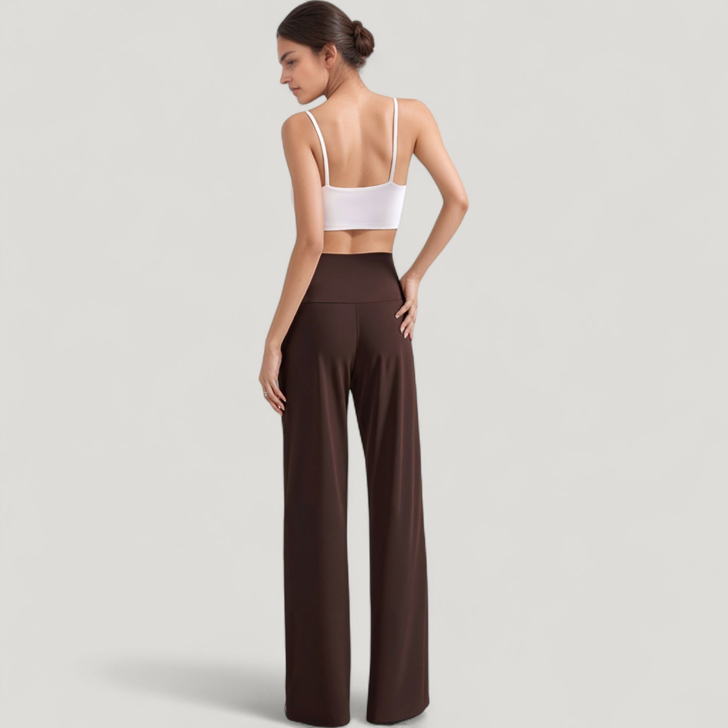 Anna-Kaci Active Women's High Waist Wide Leg Pants with Front Pleat Detail