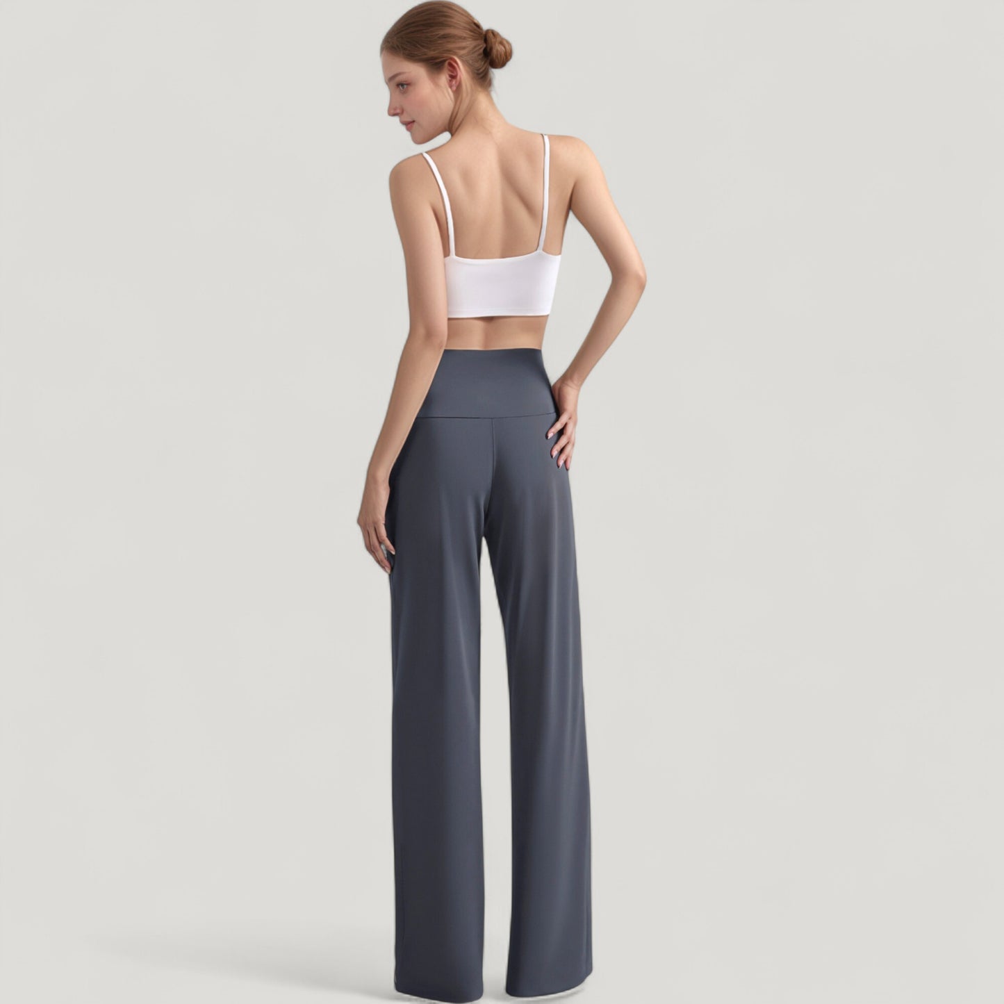 Anna-Kaci Active Women's High Waist Wide Leg Pants with Front Pleat Detail