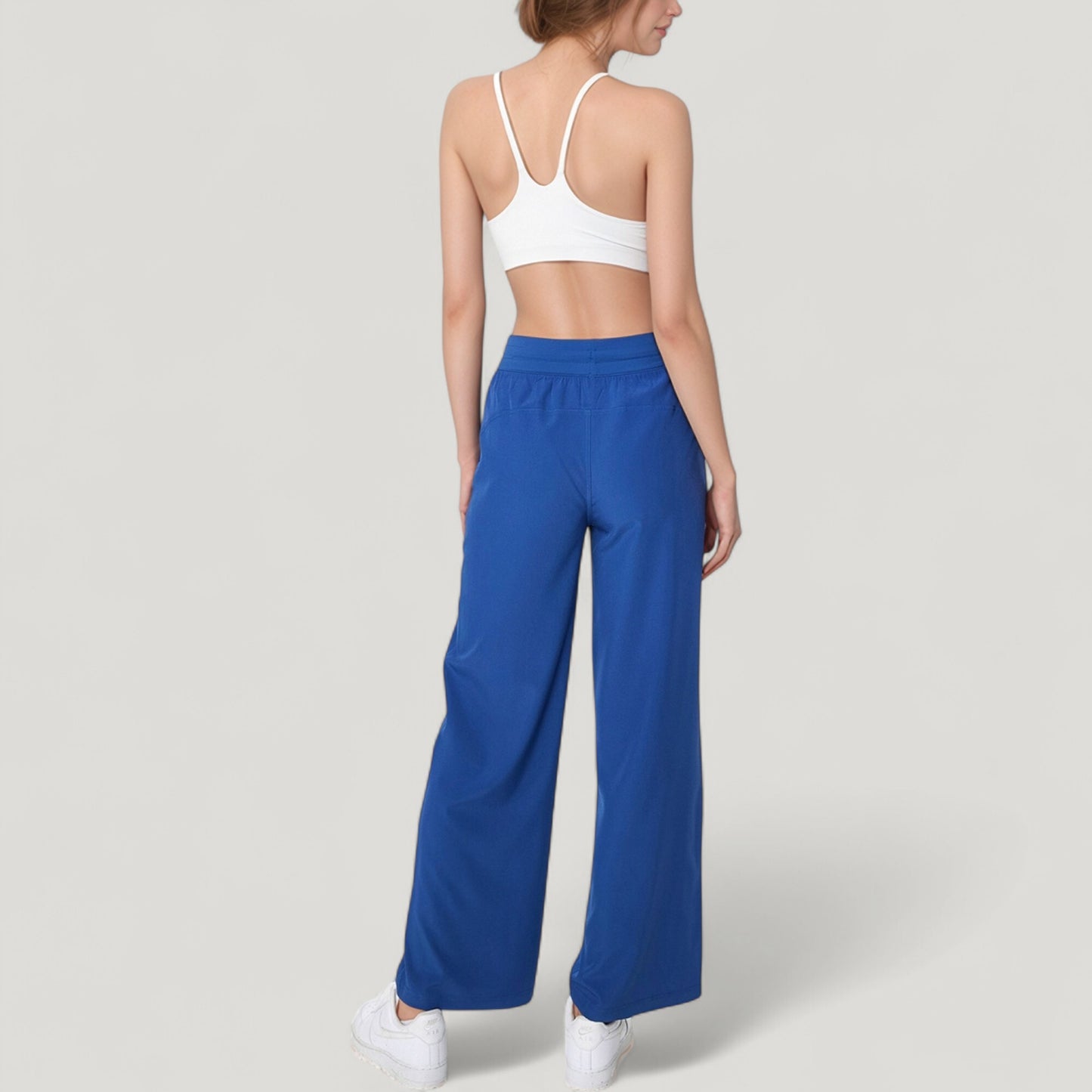 Anna-Kaci Active Women's High Waist Wide Leg Pants with Drawstring Waist and Front Pockets