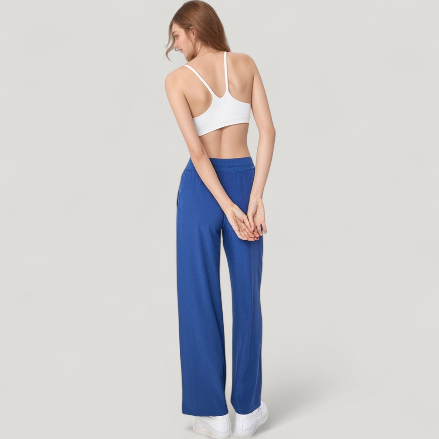 Anna-Kaci Active Women's High Waist Wide Leg Pants with Drawstring Waist and Front Pockets