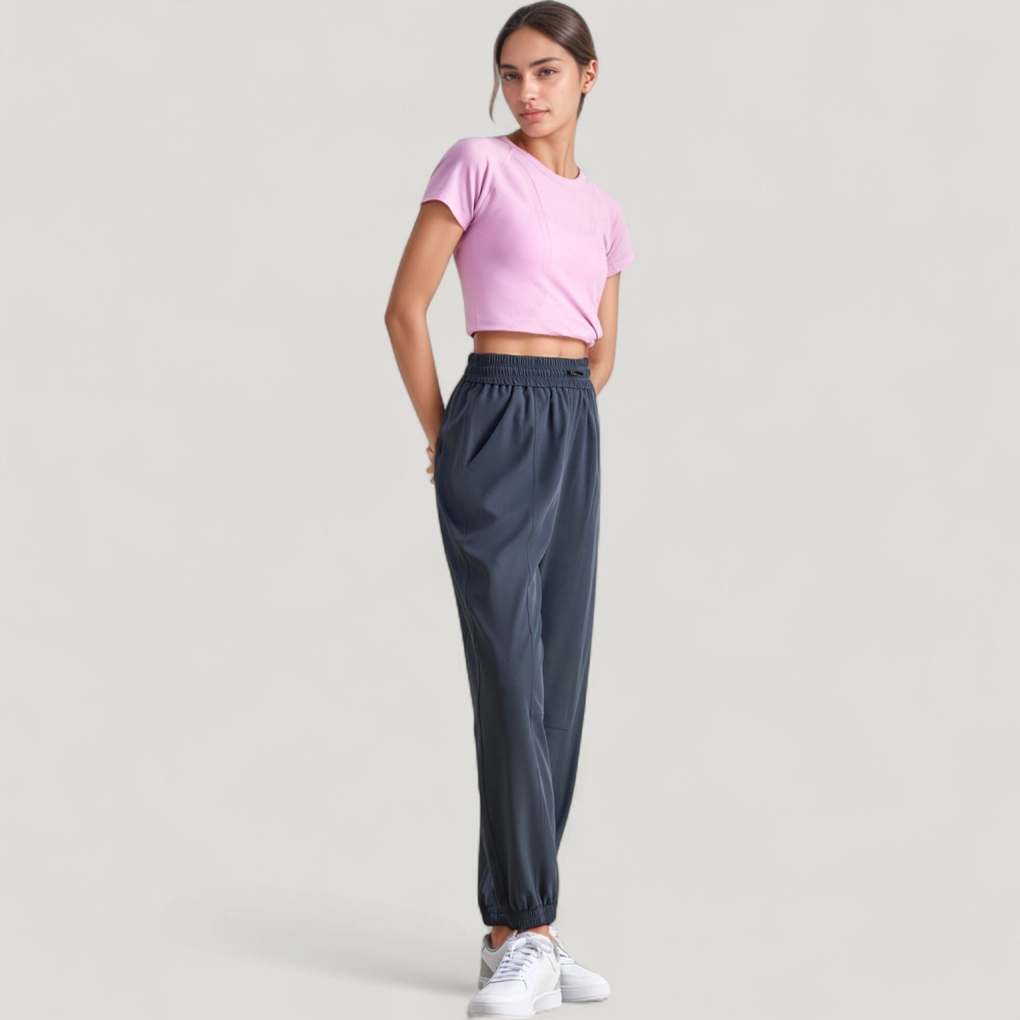 Anna-Kaci Active Women's High Waist Jogger Pants with Elastic Cuffs and Side Pockets