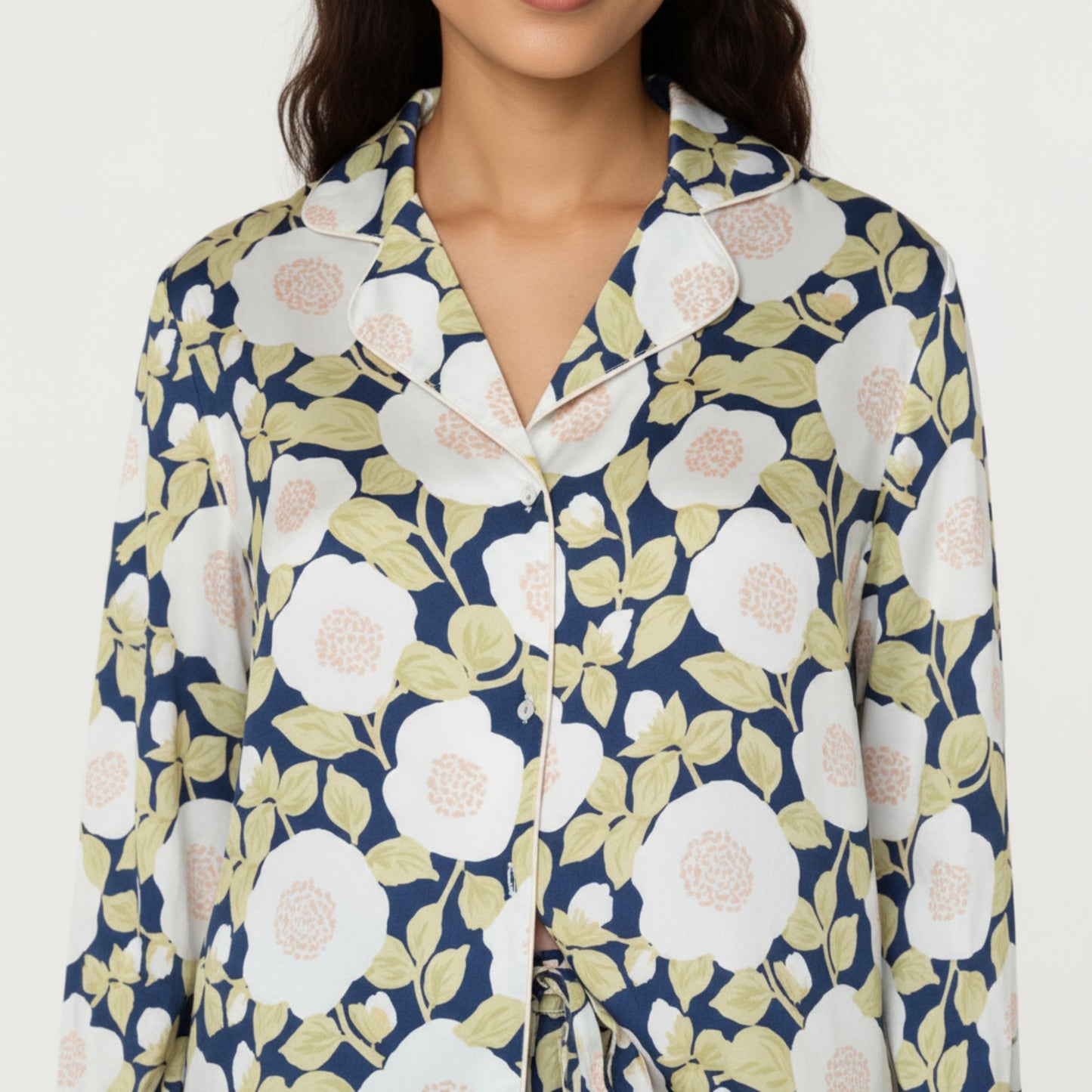 Anna-Kaci Lounge Women's 2-Piece Set Long Sleeve Button Front Pajama Set with Floral Print and Soft Silky Fabric for Relaxed Comfort