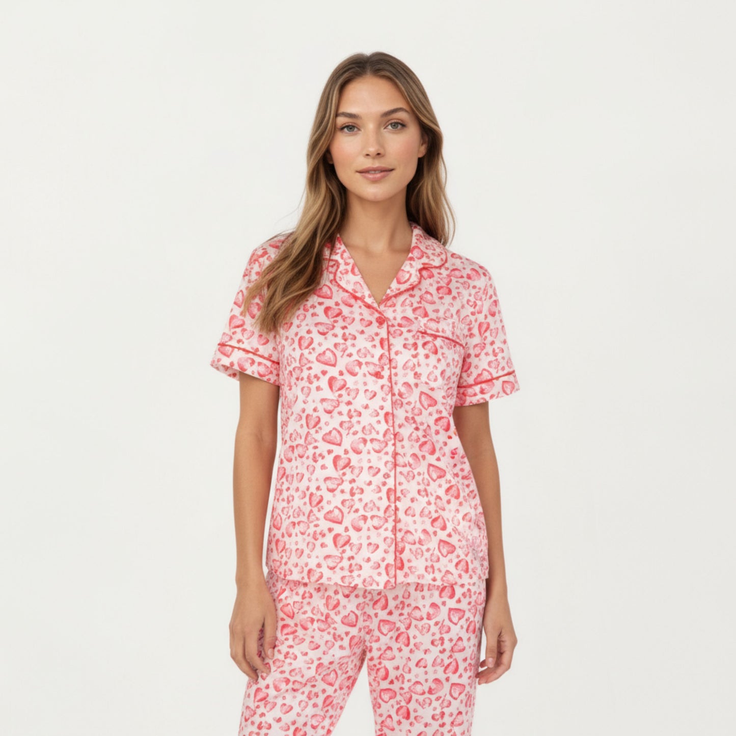 Anna-Kaci Lounge Women's 2-Piece Set Short Sleeve Button Front Pajama Set with Leopard Print and Soft Fabric for Relaxed Comfort