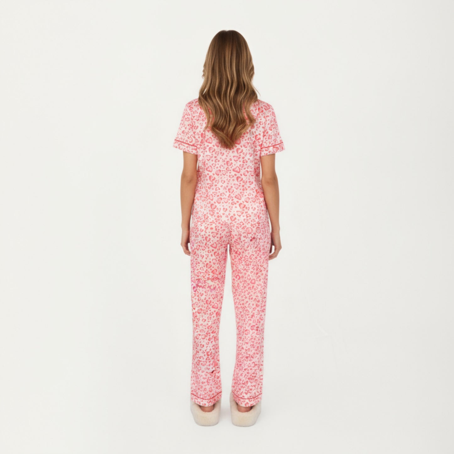 Anna-Kaci Lounge Women's 2-Piece Set Short Sleeve Button Front Pajama Set with Leopard Print and Soft Fabric for Relaxed Comfort