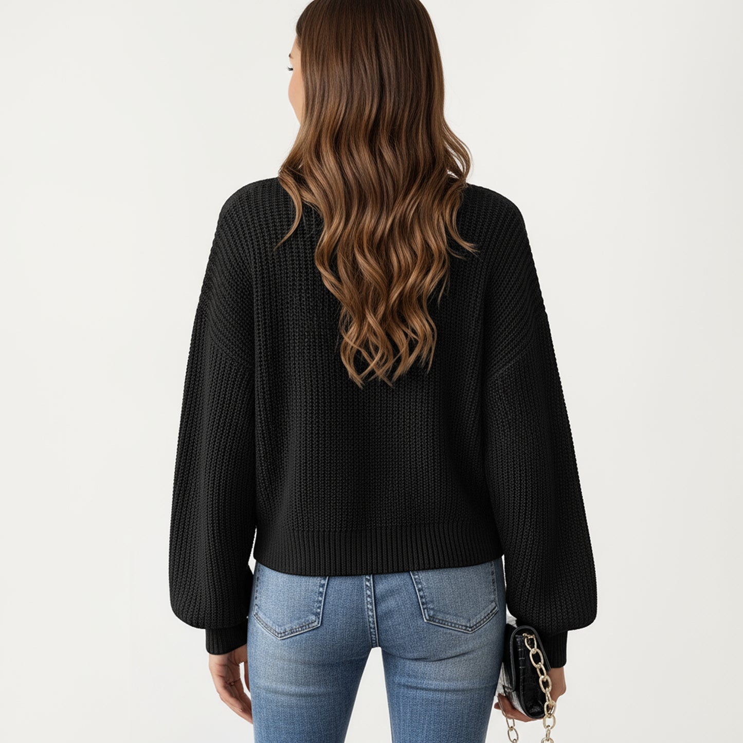 Anna-Kaci Women's Button Front Knit Cardigan with Long Lantern Sleeves and Relaxed Fit