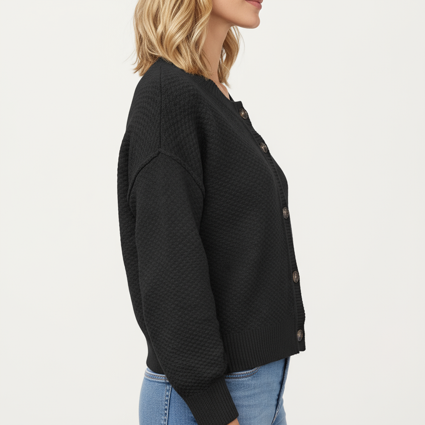 Anna-Kaci Women's Button Front Knit Cardigan with Long Sleeves and Ribbed Cuffs