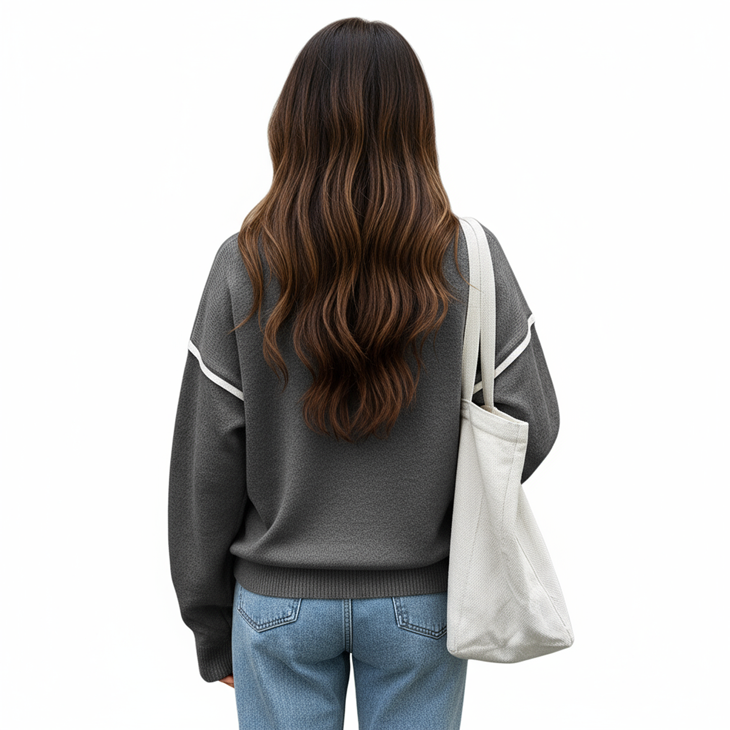 Anna-Kaci Women's Long Sleeve Pullover Knit Top with Quarter Zip Front Contrast Trim and Ribbed Hem