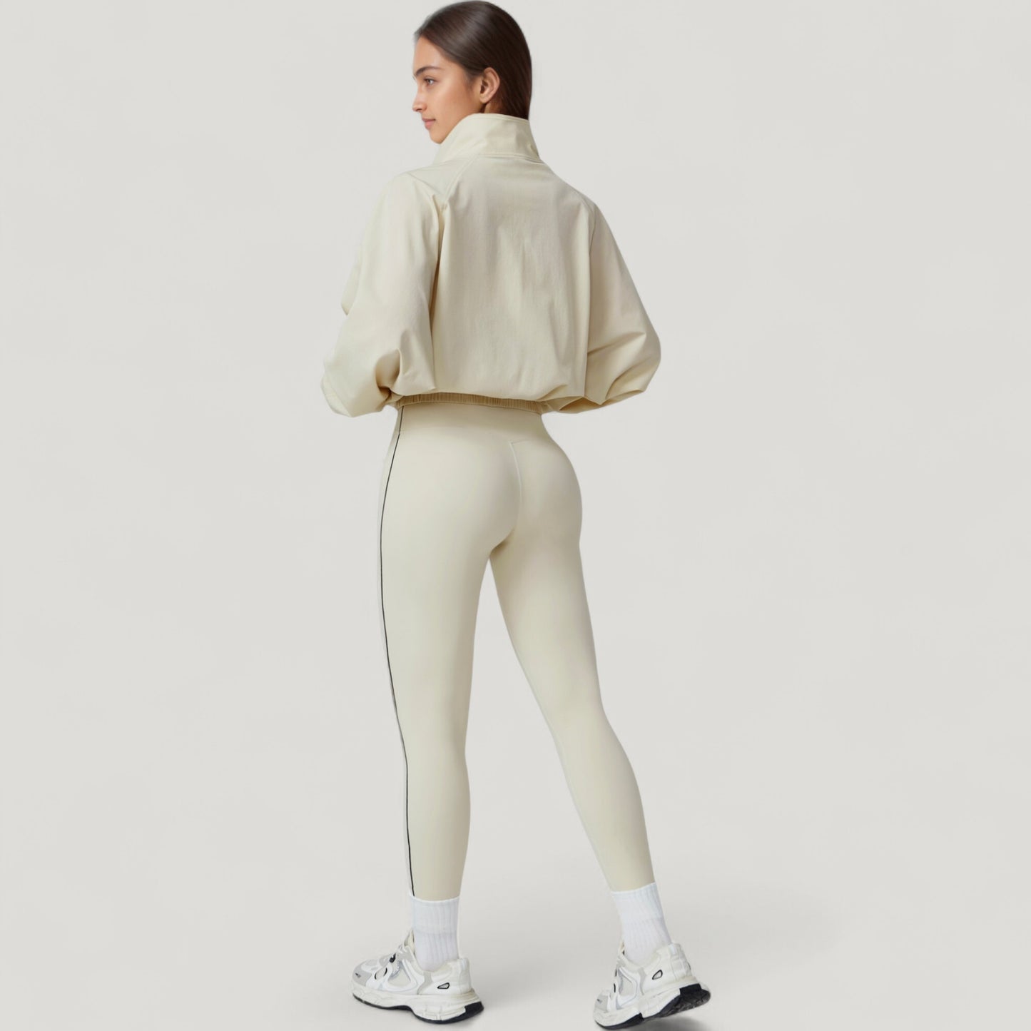 Anna-Kaci Active Women's Zip-Up Activewear Jacket with High Collar Long Sleeves and Relaxed Elastic Hem