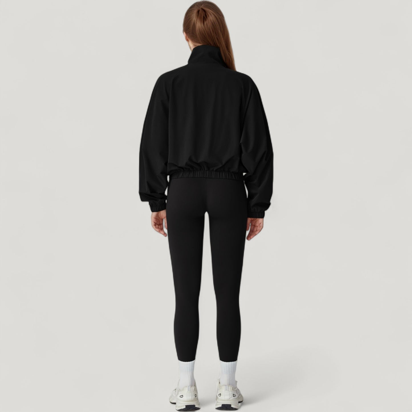 Anna-Kaci Active Women's Zip-Up Activewear Jacket with High Collar Long Sleeves and Relaxed Elastic Hem