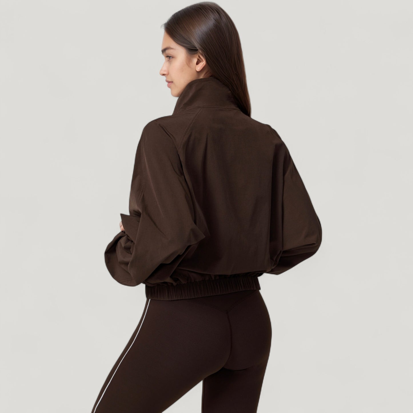 Anna-Kaci Active Women's Zip-Up Activewear Jacket with High Collar Long Sleeves and Relaxed Elastic Hem