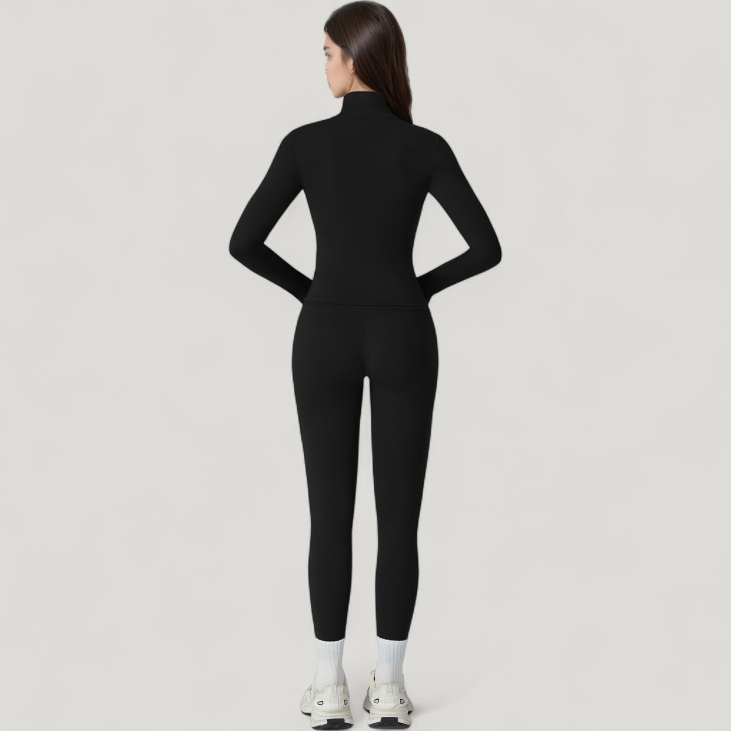 Anna-Kaci Active Women's Fitted Zip-Up Activewear Jacket with High Collar Long Sleeves and Contour Seaming