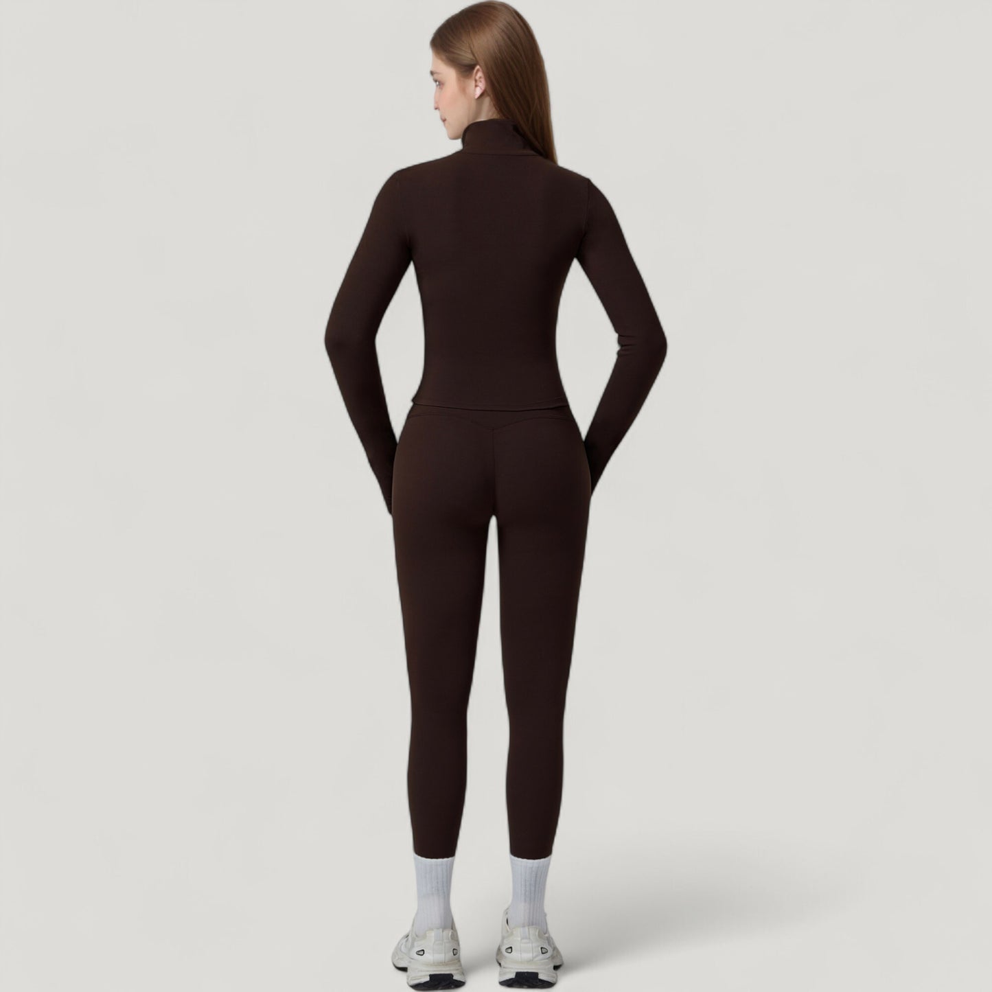 Anna-Kaci Active Women's Fitted Zip-Up Activewear Jacket with High Collar Long Sleeves and Contour Seaming