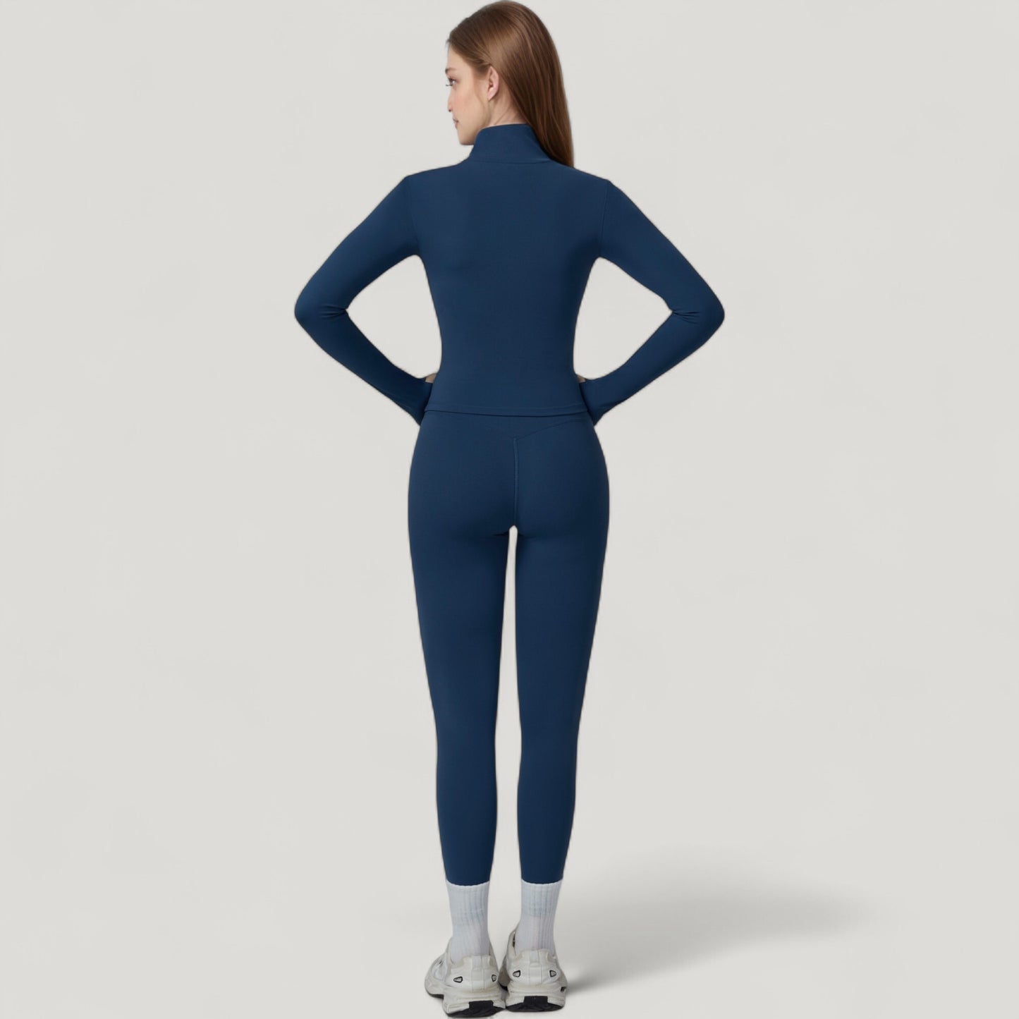 Anna-Kaci Active Women's Fitted Zip-Up Activewear Jacket with High Collar Long Sleeves and Contour Seaming