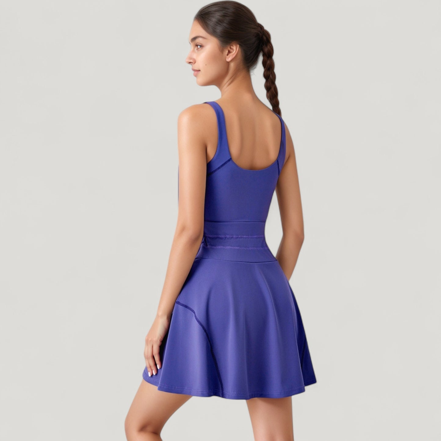 Anna-Kaci Active Women's Sleeveless Tennis Dress with Scoop Neckline and Waist Tie Detail