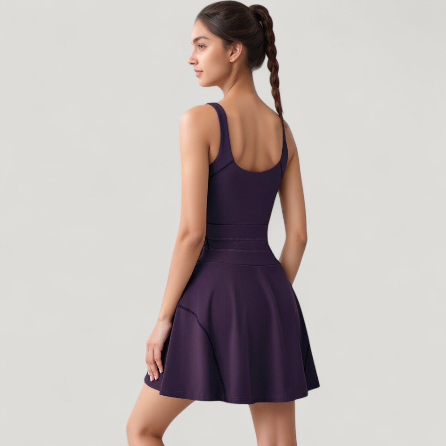 Anna-Kaci Active Women's Sleeveless Tennis Dress with Scoop Neckline and Waist Tie Detail