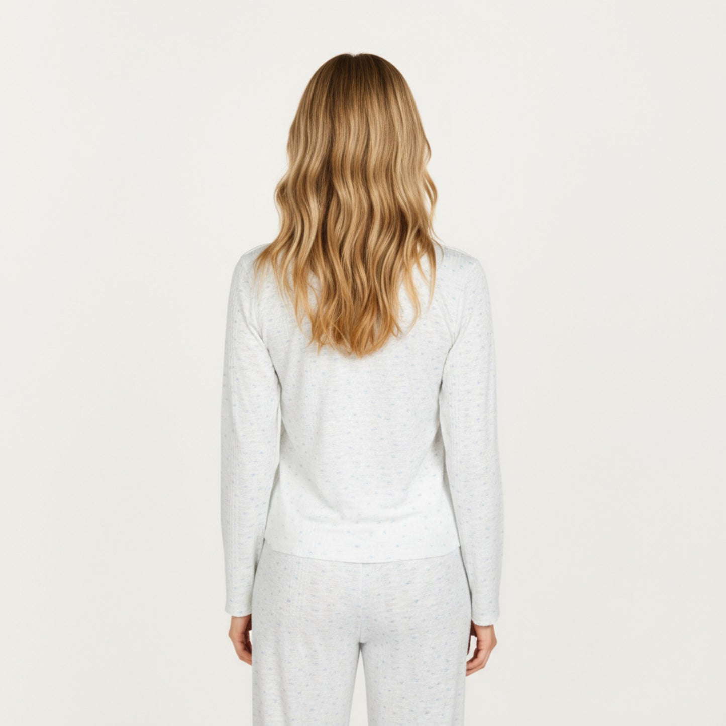 Anna-Kaci Lounge Women's 2-Piece Set Long Sleeve Button Front Top with Built-In Chest Pads and Relaxed Fit Pants Pajama Set in Soft Textured Fabric