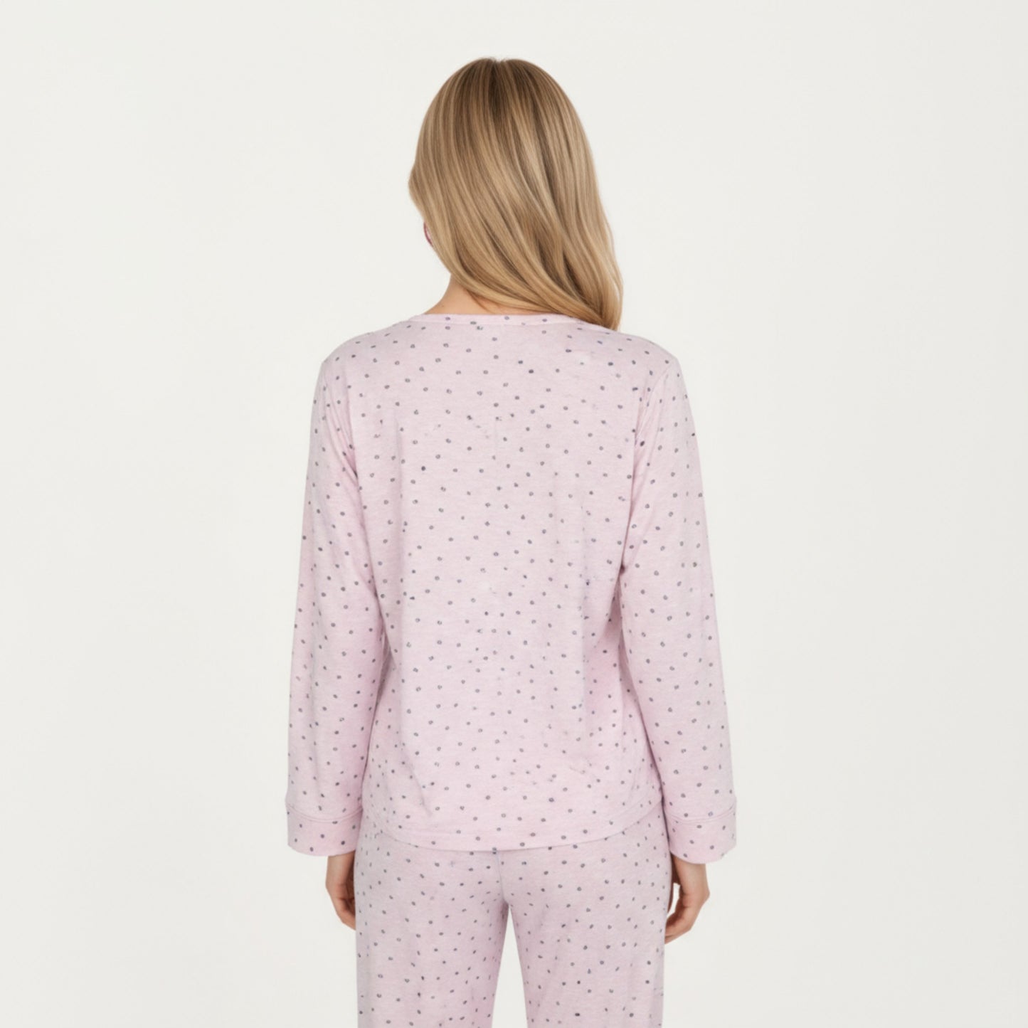 Anna-Kaci Lounge Women's 2-Piece Set Long Sleeve Button Front Top with Built-In Chest Pads and Relaxed Fit Pants Pajama Set in Soft Textured Fabric