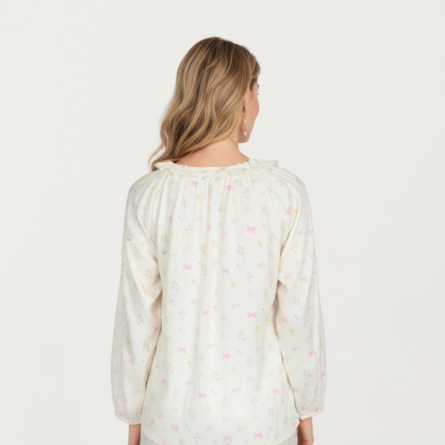 Anna-Kaci Lounge Women's 2-Piece Set Long Sleeve Button Front Top with Built-In Chest Pads and Relaxed Fit Pants Pajama Set with Floral Print