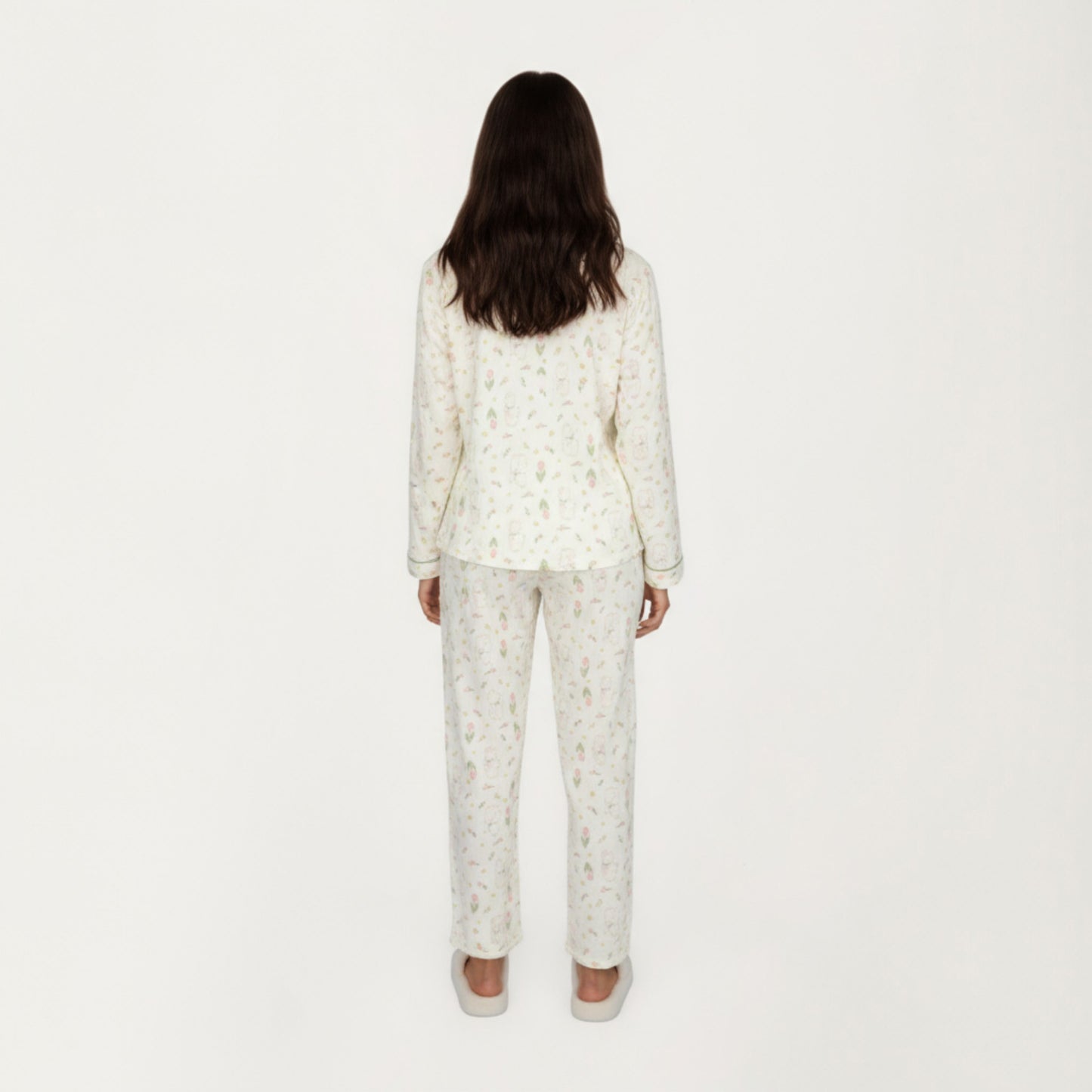 Anna-Kaci Lounge Women's 2-Piece Set Long Sleeve Button Front Top and Relaxed Fit Pants Pajama Set with Tulip Print