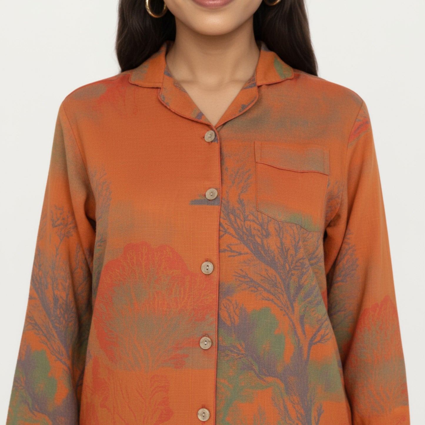 Anna-Kaci Lounge Women's 2-Piece Set Long Sleeve Button Front Top and Relaxed Fit Pants Pajama Set with Abstract Print