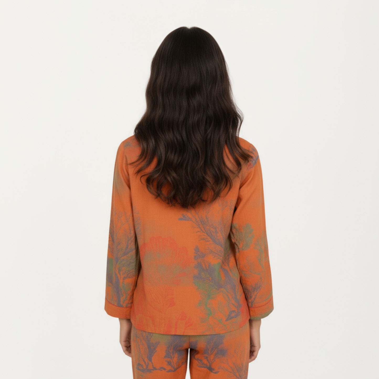 Anna-Kaci Lounge Women's 2-Piece Set Long Sleeve Button Front Top and Relaxed Fit Pants Pajama Set with Abstract Print