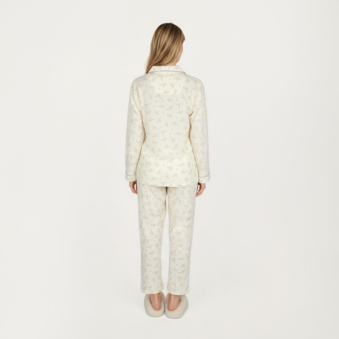 Anna-Kaci Lounge Women's 2-Piece Set Long Sleeve Button Front Top and Relaxed Fit Pants Pajama Set with Floral Print