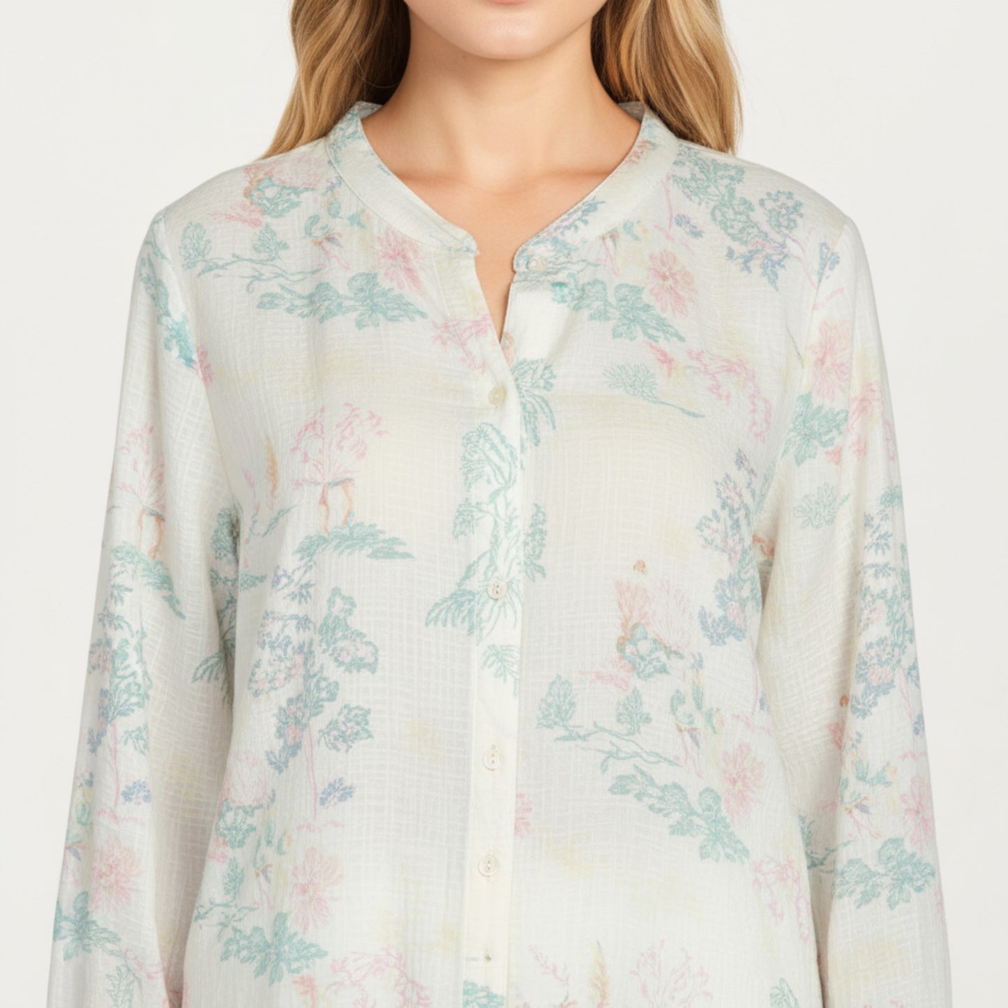 Anna-Kaci Lounge Women's 2-Piece Set Long Sleeve Button Front Top and Relaxed Fit Pants Pajama Set with Pastel Print