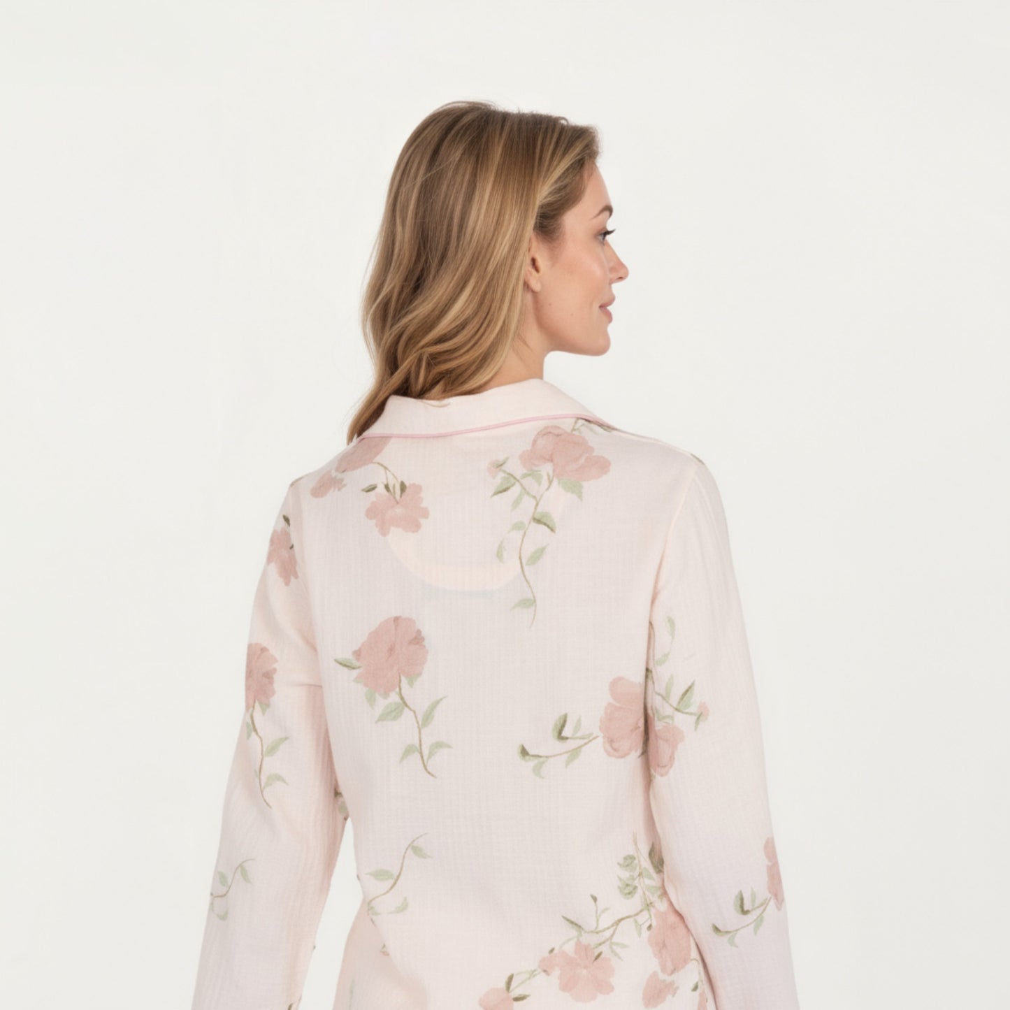 Anna-Kaci Lounge Women's 2-Piece Set Long Sleeve Button Front Pajama Top with Matching Relaxed Fit Pants Floral Print Sleepwear