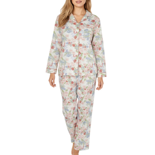 Anna-Kaci Lounge Women's 2-Piece Set Floral Print Button-Up Long Sleeve Pajama Top and Matching Pants