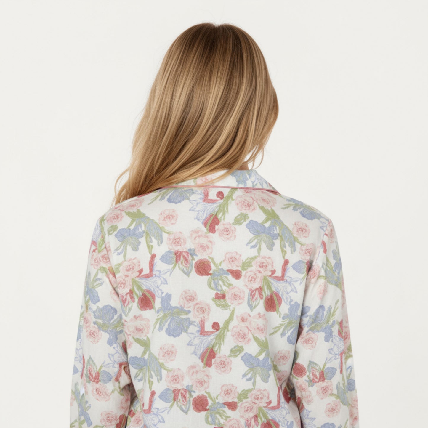 Anna-Kaci Lounge Women's 2-Piece Set Floral Print Button-Up Long Sleeve Pajama Top and Matching Pants