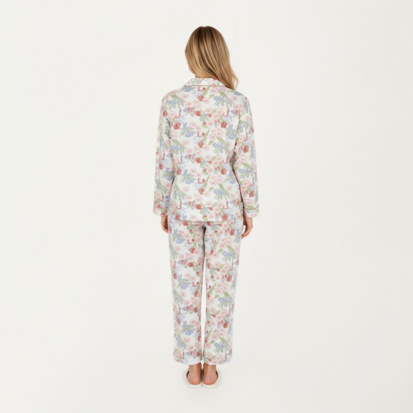 Anna-Kaci Lounge Women's 2-Piece Set Floral Print Button-Up Long Sleeve Pajama Top and Matching Pants