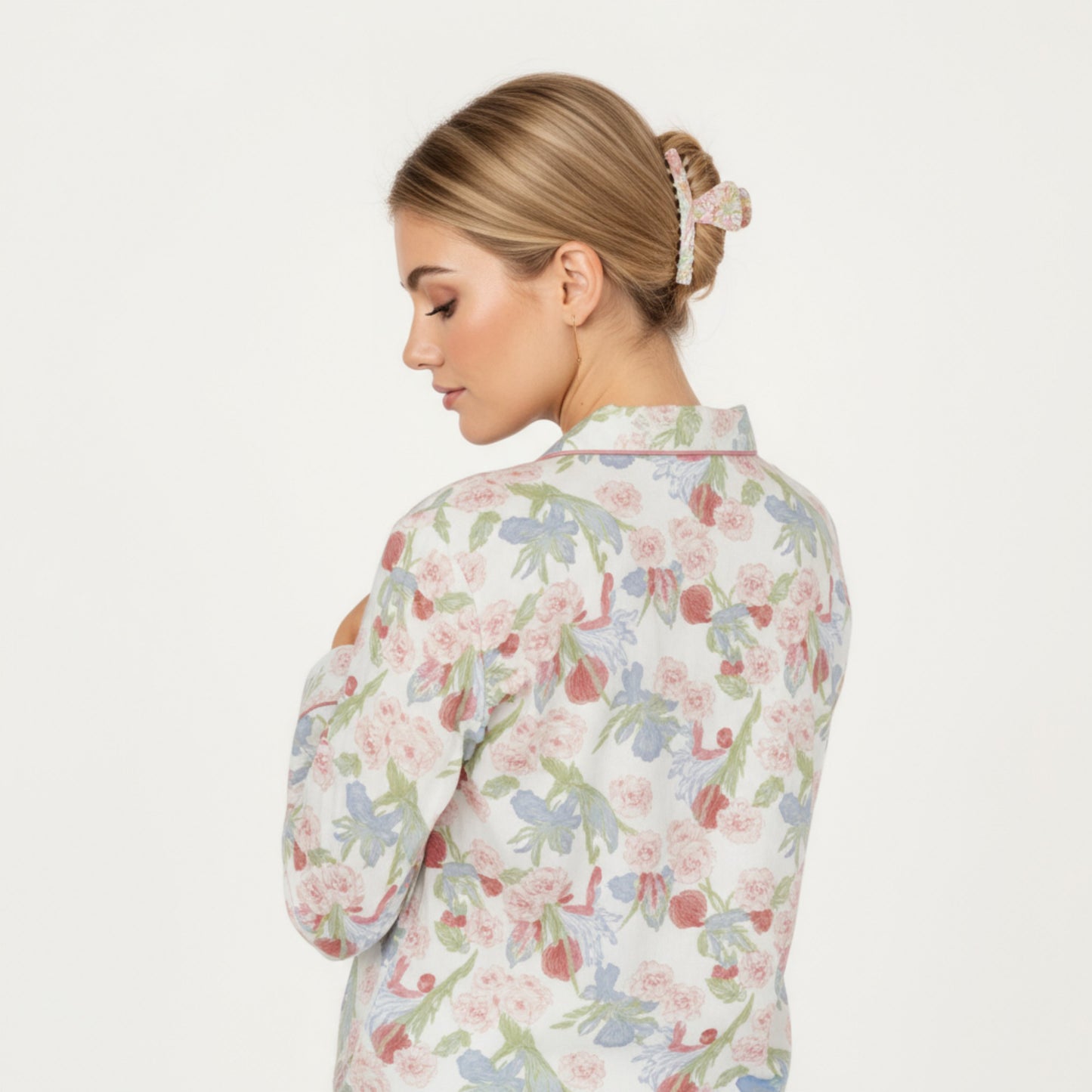 Anna-Kaci Lounge Women's 2-Piece Set Floral Print Button-Up Long Sleeve Pajama Top and Matching Pants