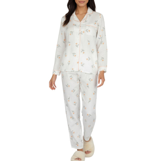 Anna-Kaci Lounge Women's 2-Piece Set Long Sleeve Sleep Shirt with Floral Pattern and Coordinating Lounge Pants