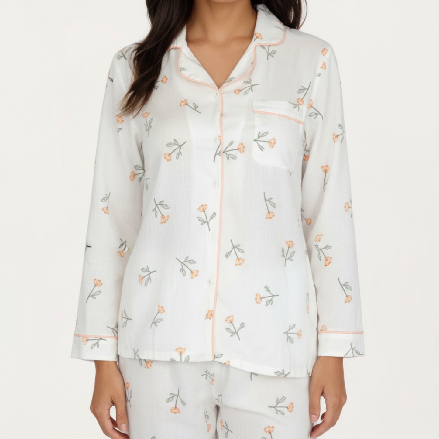 Anna-Kaci Lounge Women's 2-Piece Set Long Sleeve Sleep Shirt with Floral Pattern and Coordinating Lounge Pants