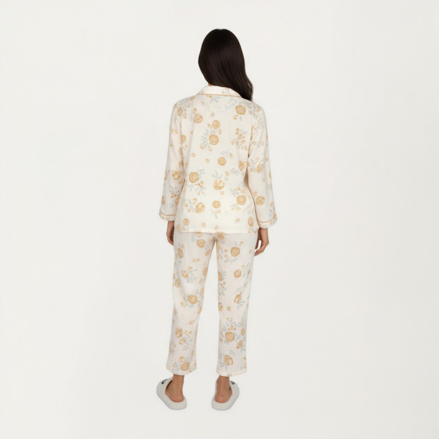 Anna-Kaci Lounge Women's 2-Piece Set Button-Up Floral Print Long Sleeve Sleep Shirt with Matching Relaxed Fit Pants