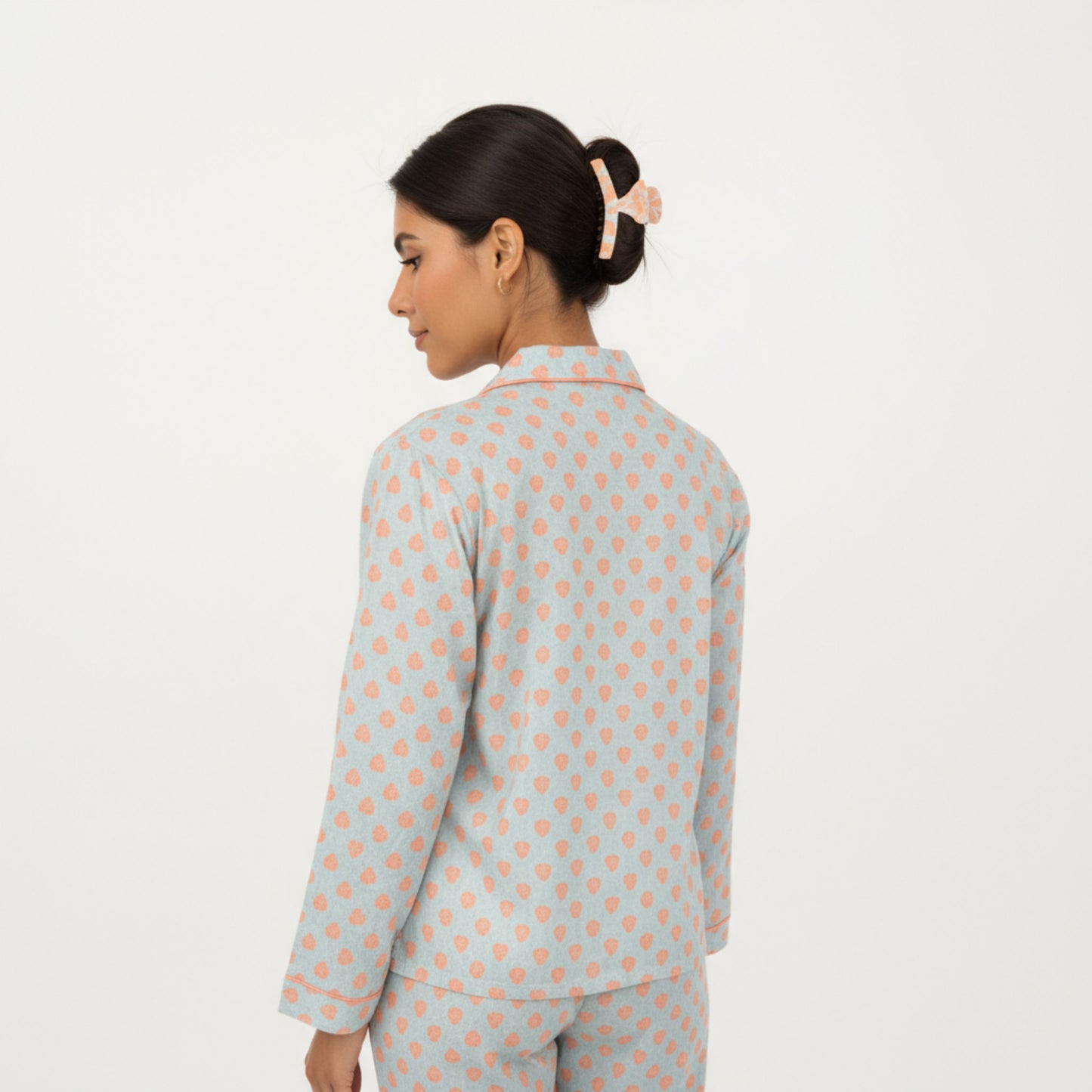 Anna-Kaci Lounge Women's 2-Piece Set Long Sleeve Button-Up Pajama Top with Matching Relaxed Fit Printed Pants