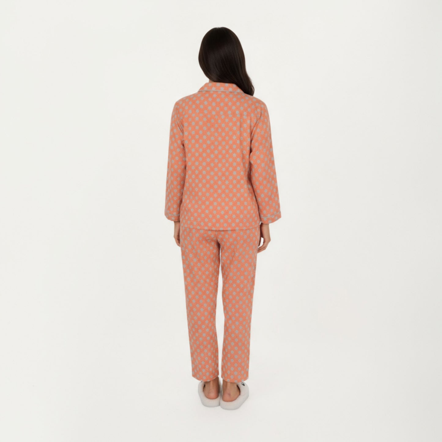 Anna-Kaci Lounge Women's 2-Piece Set Long Sleeve Button-Up Pajama Top with Matching Relaxed Fit Printed Pants