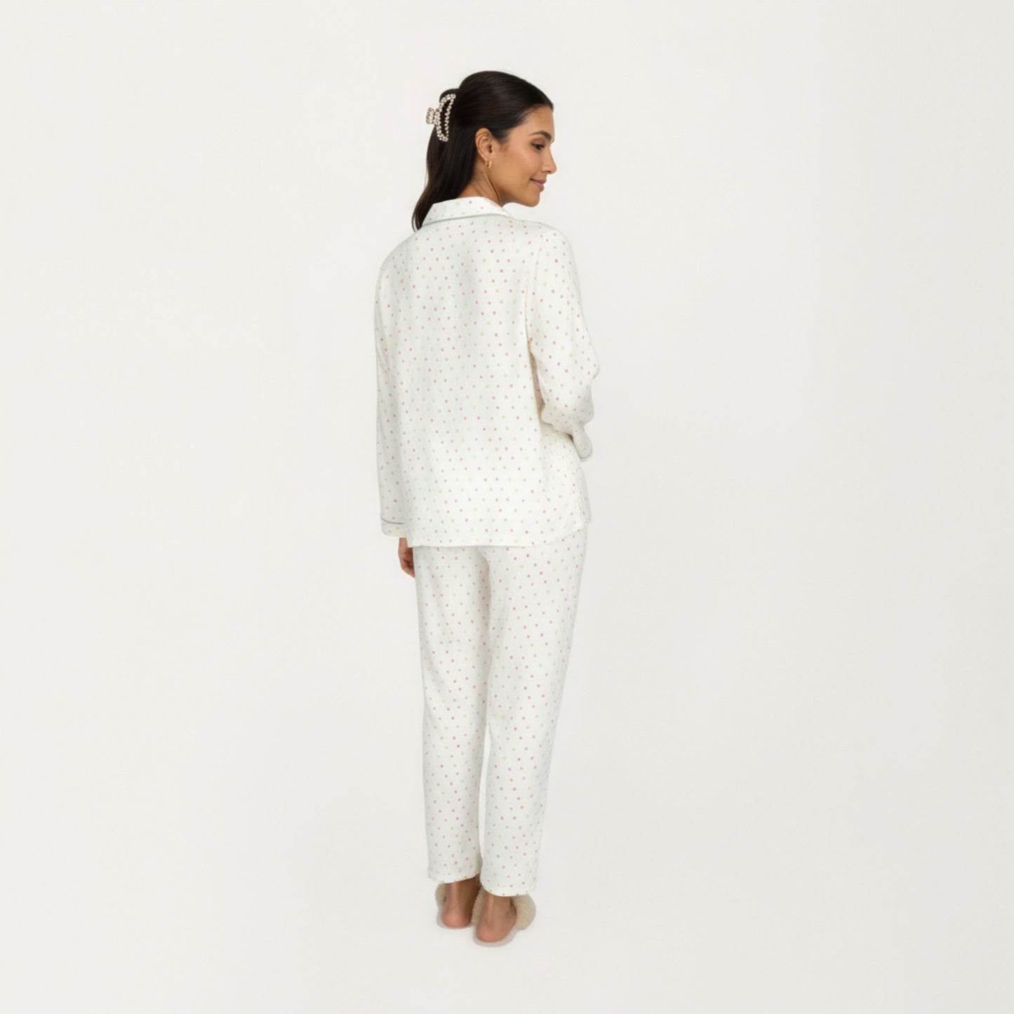 Anna-Kaci Lounge Women's 2-Piece Set Long Sleeve Button Front Pajama Top with Contrast Piping and Relaxed Fit Pants
