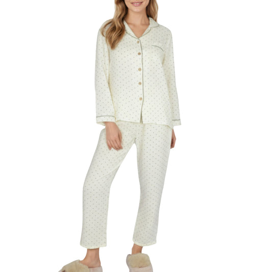 Anna-Kaci Lounge Women's 2-Piece Set Button Front Pajama Top with Contrast Piping and Relaxed Fit Pants